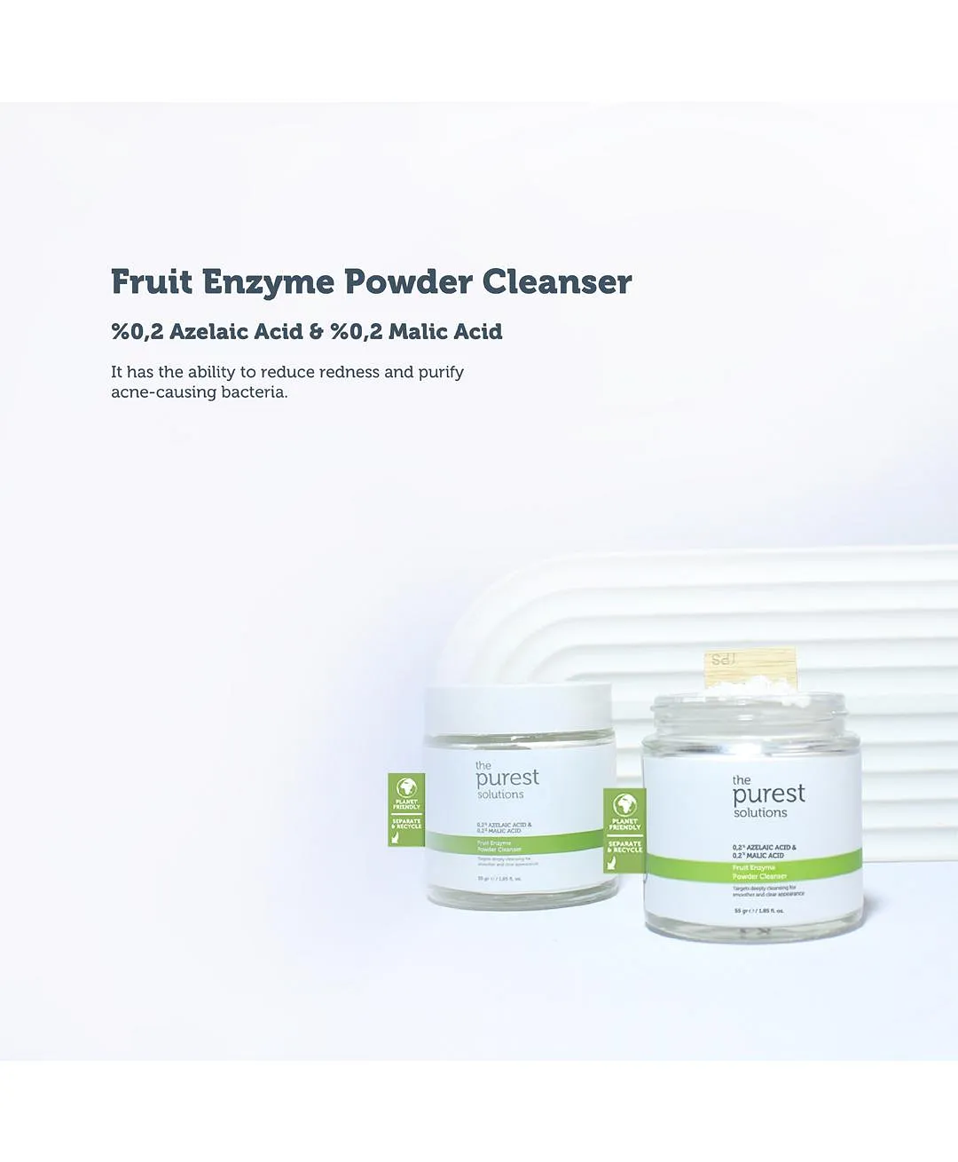 The purest Solutions - 0.2% Azelic Acid + 0.2% Malic Acid Fruit Enzyme Powder Cleanser - 5