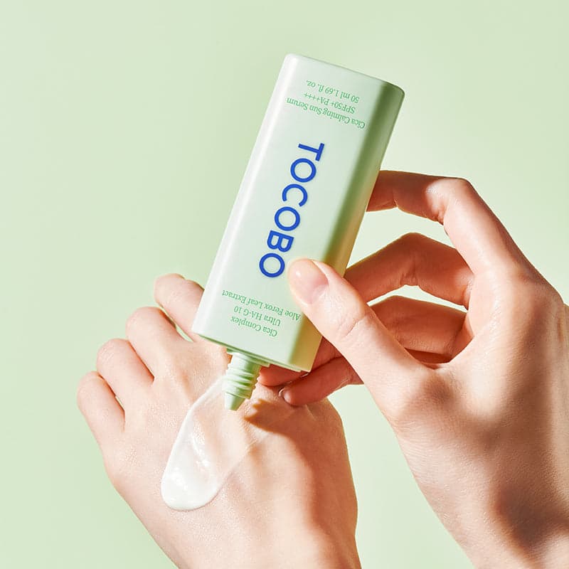 TOCOBO Cica Calming Sun Serum Spf50 - 50ml | توكوبو كريم واقي شمسي مهدئ و مرمم الاخضر spf50 - 50 مل