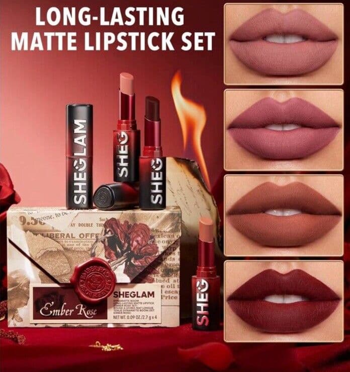 SHEGLAM Dynamatte Boom Long-Lasting Matte Lipstick (Ember Rose Set) / بكج شيكلام حمر ستيك مات امبر روز