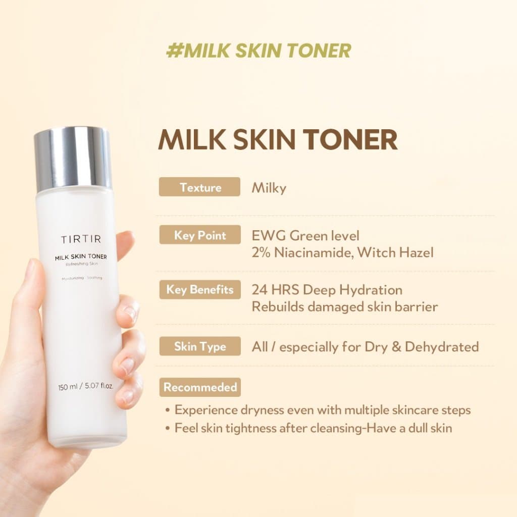 Tirtir milk skin toner 150ml | تونر الحليب للبشرة الزجاجية من ترتر