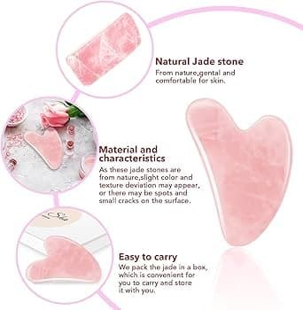 Gua sha natural jade stone pink | كواشا حجر طبيعي لون وردي