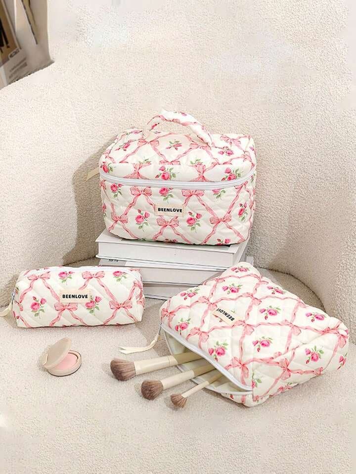 Makeup bag pink | حقائب مكياج ثلاثية