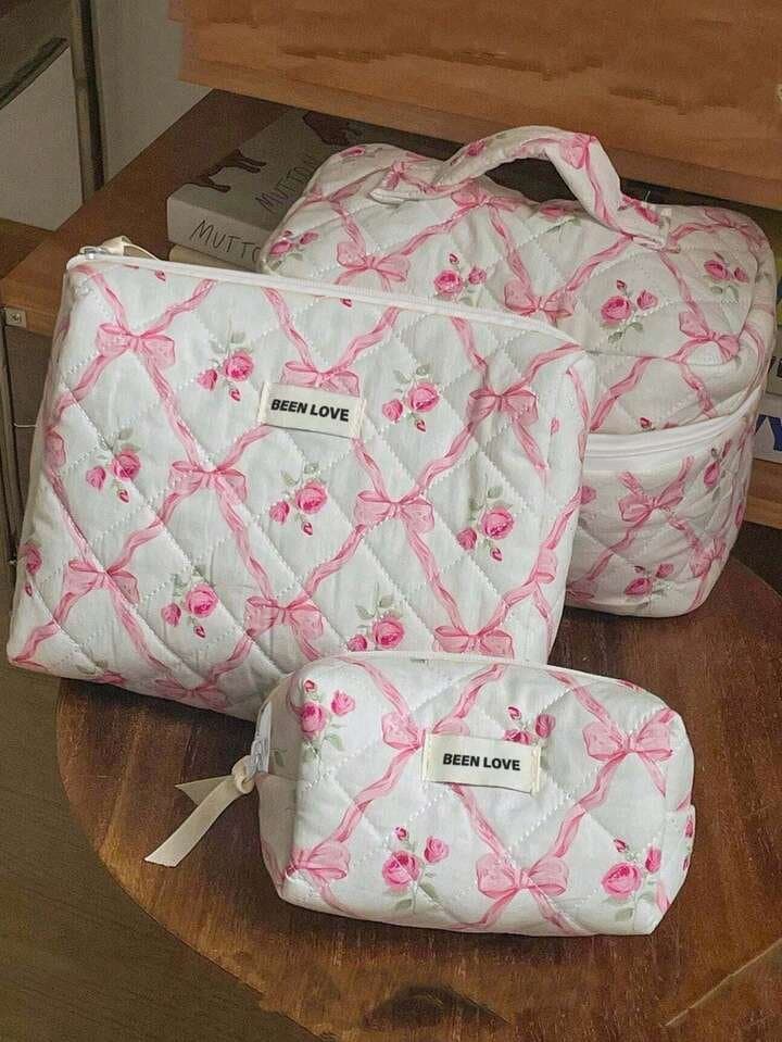Makeup bag pink | حقائب مكياج ثلاثية