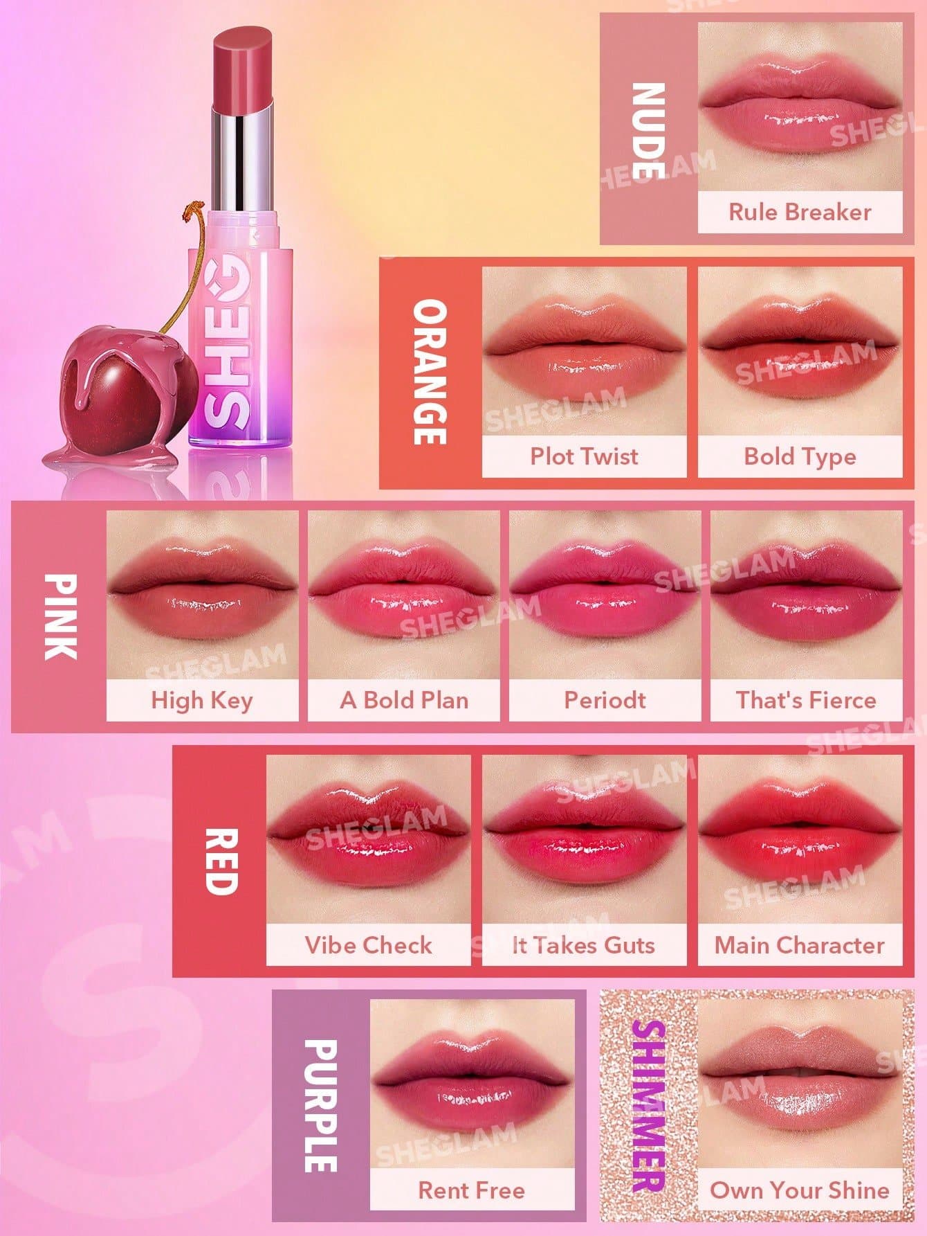 SHEGLAM Mirror Kiss High-Shine Lipstick | كلوس من شيكلام