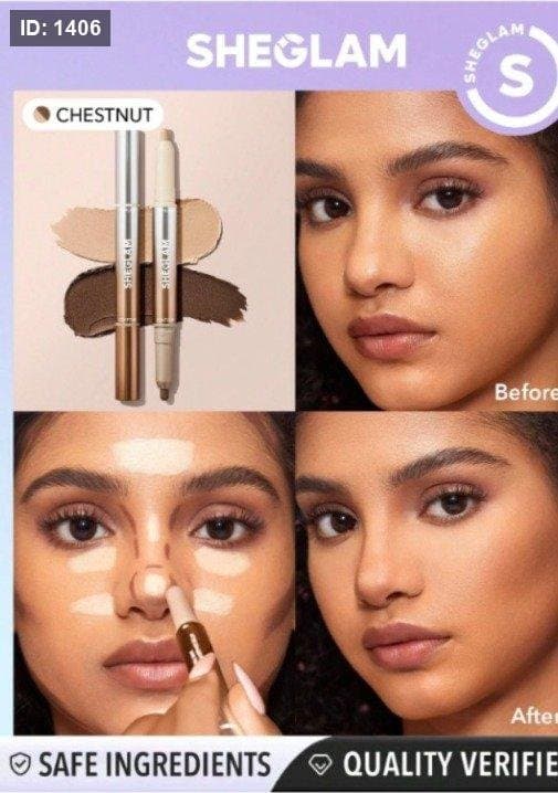 Sheglam fine line 2 in 1 nose contour &amp; highlight pen umber | قلم كنتور للانف و هايلايتر  اثنين في واحد من شيكلام