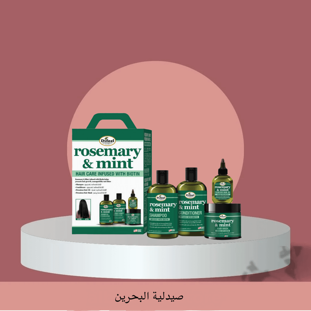 Difeel Rosemary &amp; Mint Biotin Gift Set – مجموعة متكاملة لتحفيز نمو الشعر وإنعاش فروة الرأس بالروزماري الأمريكية