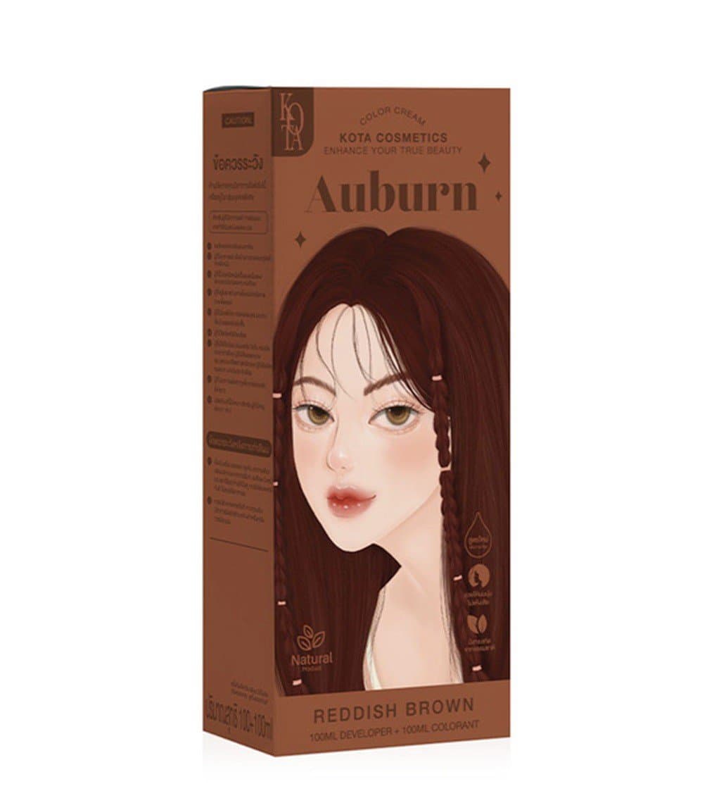 Kota Cosmetics Color Cream - Auburn (Reddish Brown) |كوتة كوزمتكس صبغة شعر كريمية - لون آبرن (بني محمر) - خلاصة طبيعية
