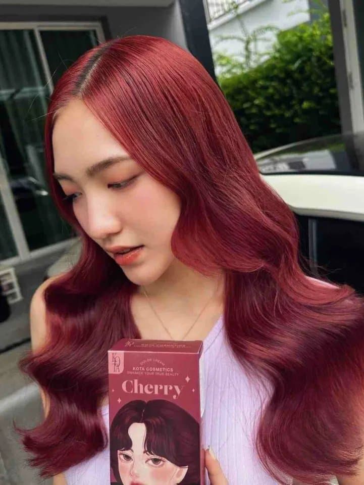 Kota Cosmetics Color Cream - Cherry Red |كوتة كوزمتكس صبغة شعر كريمية - لون تشيري ريد (أحمر كرزي) - خلاصة طبيعية