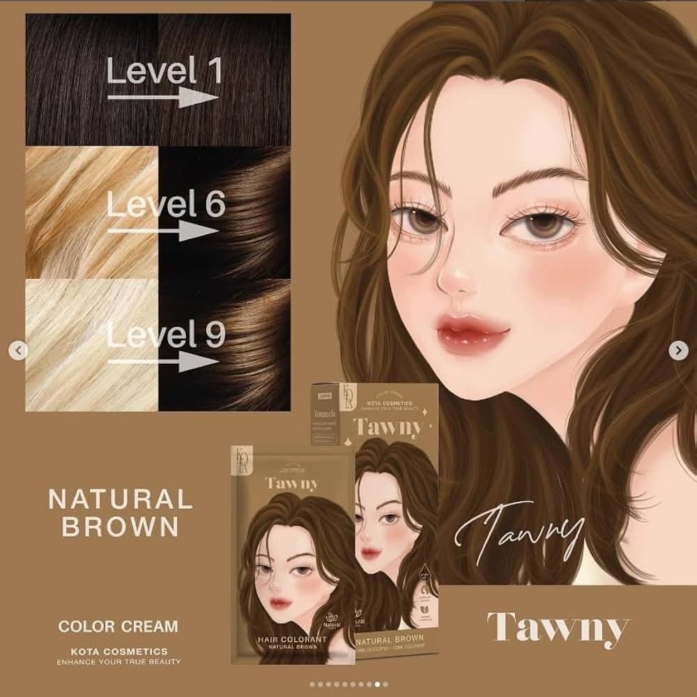 Kota Cosmetics Color Cream - Natural Brown (Tawny)|​كوتة كوزمتكس صبغة شعر كريمية - لون بني طبيعي (توني) - بخلاصة المواد الطبيعية