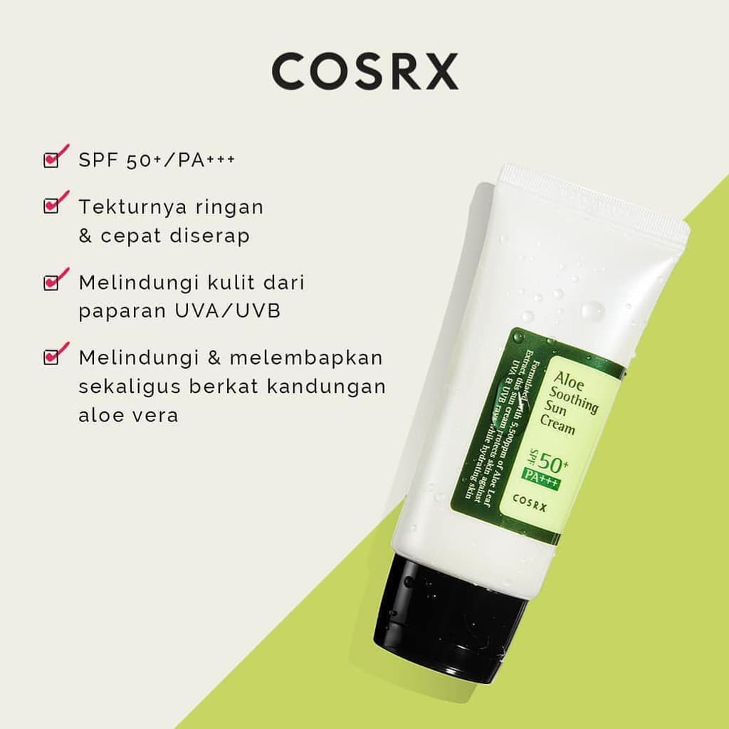 COSRX Aloe Soothing Sun Cream SPF50 PA | كوزركس واقي الشمس بخلاصة الصبار