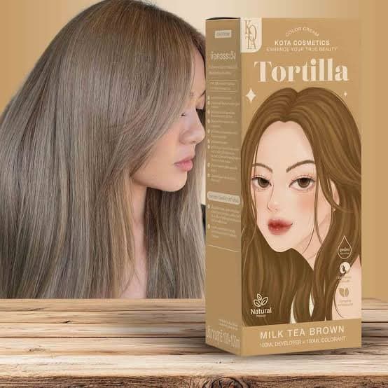 Kota Cosmetics Color Cream - Tortilla (Milk Tea Brown) |كوتة كوزمتكس صبغة شعر كريمية - لون ميلك تي براون (بني حليبي) - خلاصة طبيعية