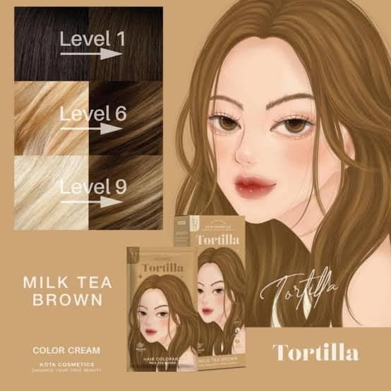 Kota Cosmetics Color Cream - Tortilla (Milk Tea Brown) |كوتة كوزمتكس صبغة شعر كريمية - لون ميلك تي براون (بني حليبي) - خلاصة طبيعية