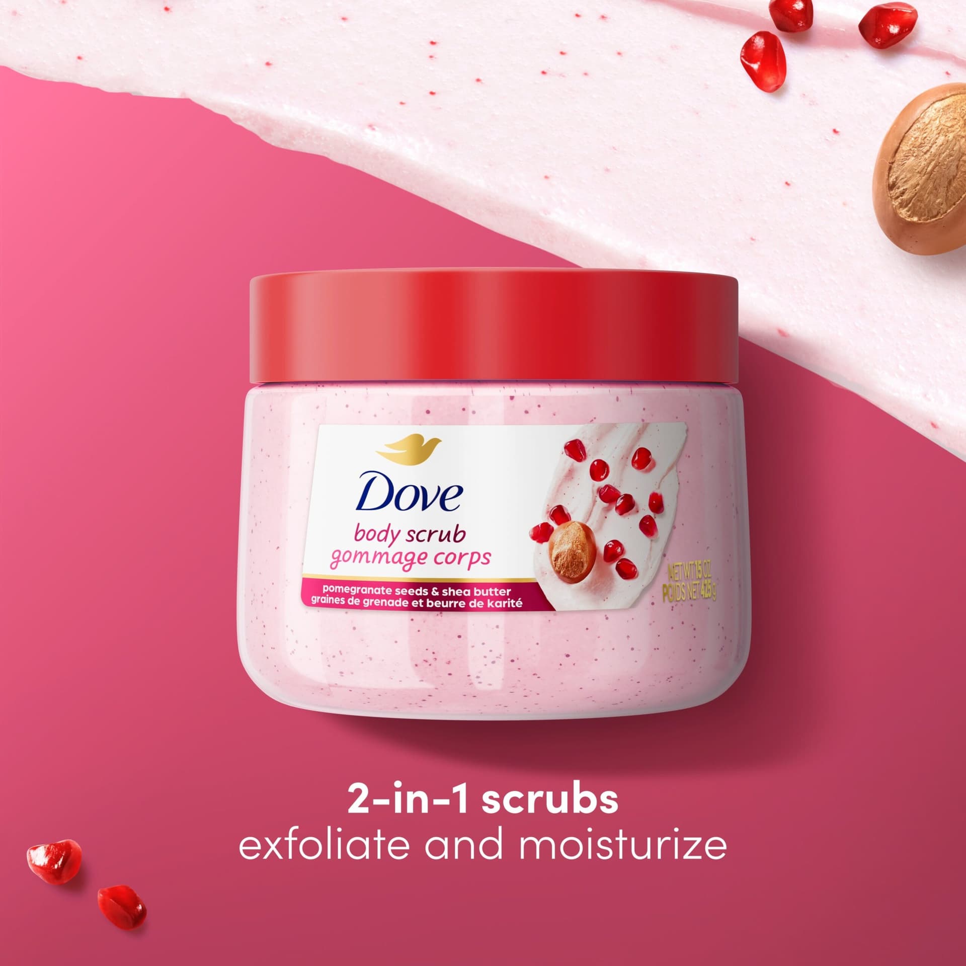 دوف Dove Body Scrub مقشر ومجدد خلايا الجسم ببذور الرمان وزبدة الشيا - 425 جم